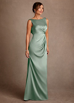 Azazie Baltimore Mère de la mariée Robes Robe Trapèze en Satin extensible Plissé Agave image4