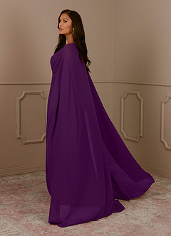 Azazie Isa Mother of the Bride Dresses Grape A-Line V-Neck Pleated Chiffon Dress image3