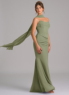 Azazie Sorrel Brautjungfernkleider Meerjungfrau-Linie Korsett Chiffon Kleid Pistazie image3