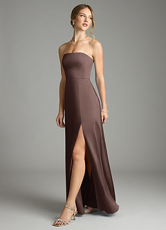Azazie Wren Bridesmaid Dresses Ganache A-Line Strapless Stretch Satin Convertible Dress image5