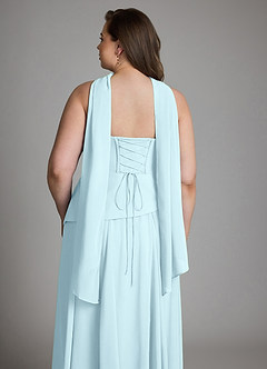 Azazie Gabriela Bridesmaid Dresses Cloud Blue A-Line Corset Chiffon Dress image22