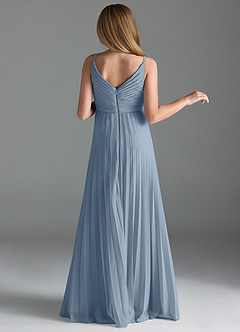 Azazie Raychelle Junior Dusty Blue A-Line Pleated Chiffon Dress image4