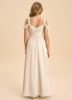 Azazie Lianne Junior White Alabaster A-Line Off the Shoulder Chiffon Dress image7