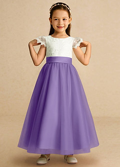 Azazie Pookie Flower Girl Dresses Tahiti A-Line Lace Tulle Dress image3