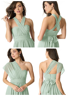 Azazie Olani Brautjungfernkleider Wandelbar A-Linie Schulterfrei Chiffon Kleid Agave image8