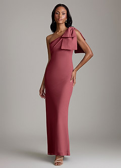 Azazie Yuanna Bridesmaid Dresses Merlot Mermaid One Shoulder Chiffon Dress image1