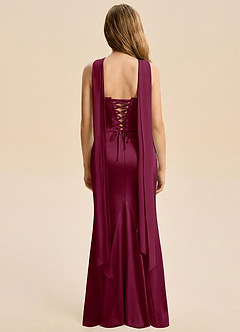 Azazie Sorrel Junior Mulberry Mermaid Ruched Stretch Satin Dress image2