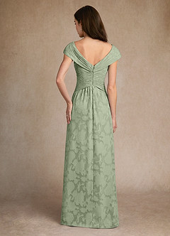 Azazie Myrtle Mother of the Bride Dresses Dusty Sage A-Line Pleated Floral Burnout Dress image3