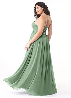 Azazie Aaida Bridesmaid Dresses Matcha A-Line Corset Chiffon Dress image10