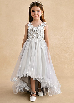 Azazie Celia Blumenmädchenkleider A-Linie Spitze Tüll Kleid Frost image7