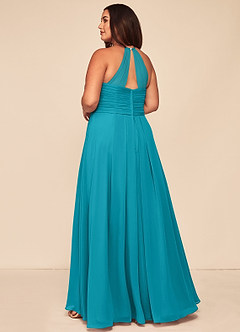 Azazie Ginger Bridesmaid Dresses Jade A-Line Halter Pleated Chiffon Dress image10