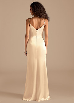 Azazie Deandra Bridesmaid Dresses Gold Mermaid Pleated Metallic Satin Dress image5