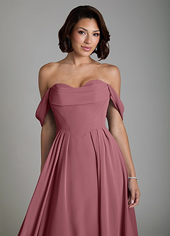 Azazie Loisa Bridesmaid Dresses Desert Rose A-Line Corset Chiffon Convertible Dress image5