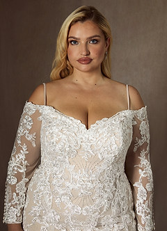 Azazie Empiria Wedding Dresses Diamond White Champagne Mermaid Sequins Tulle Dress image12
