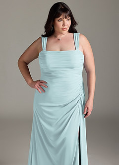 Azazie Jesaphine Bridesmaid Dresses Mist Sheath Bow Chiffon Dress image13