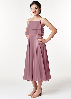 Azazie Ensley Junior Vintage Mauve A-Line Pleated Chiffon Dress image4