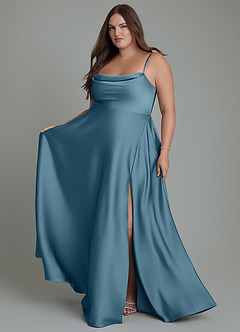 Azazie Elle Bridesmaid Dresses Bermuda A-Line Pleated Stretch Satin Dress image8
