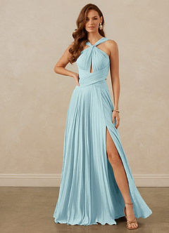 Christian Siriano Bridal for Azazie 1009 Robes de demoiselle d'honneur Robe Trapèze en Mousseline de soie Plissée Verre De Mer image2