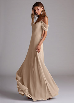 Azazie Marley Bridesmaid Dresses Taupe A-Line Off the Shoulder Chiffon Convertible Dress image3