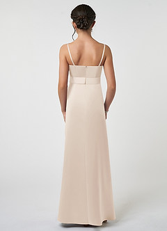 Azazie Anina Junior Robe Trapèze en Satin extensible Arc Albâtre Blanc image2