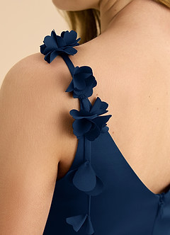 Azazie Gumdrop Junior Robe Empire en Satin extensible Plissée Bleu Marine Foncé image8