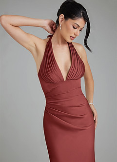 Azazie Torrance Bridesmaid Dresses Terracotta Mermaid Corset Stretch Satin Dress image3