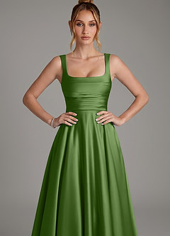 Azazie Azaria Brautjungfernkleider A-Linie Korsett Stretch-Satin Kleid Basilikum image6