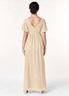 Azazie Temeka Junior Champagne A-Line Pleated Chiffon Dress image2