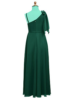 Azazie Aidy Junior Emerald A-Line Bow Chiffon Dress image6
