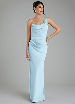 Azazie Sabrina Bridesmaid Dresses Sky Blue Mermaid Corset Stretch Satin Dress image7