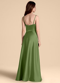 Azazie Prisha Junior Juniper A-Line Pleated Stretch Satin Dress image2