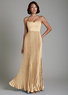 Azazie Micah Bridesmaid Dresses Champagne A-Line Corset Stretch Satin Convertible Dress image7