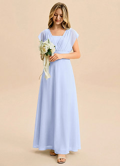 Azazie Soline Junior Linia A Pofałdowany Szyfon Długość podłogi Młodsza druhna Sukienka image5