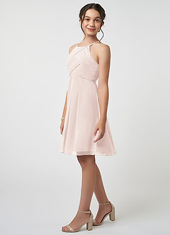 Azazie Ginny Junior Rose Petal A-Line Pleated Chiffon Dress image3