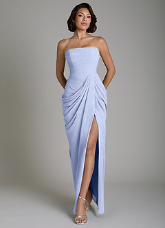 Azazie Nyra Bridesmaid Dresses Ice Sheath Corset Chiffon Dress image1