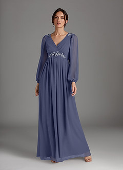Azazie Gypsy Abiti per la Madre della Sposa Abito A-Line in Chiffon con Scollo a V e Paillettes Stormy image3