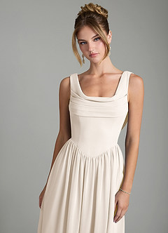 Azazie Novi Bridesmaid Dresses White Alabaster A-Line Pleated Chiffon Dress image9