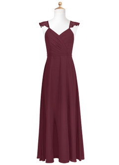 Azazie Emily Junior Cabernet A-Line Ruched Chiffon Dress image5