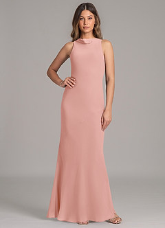 Azazie Allettie Robes de demoiselle d'honneur Robe Sirène en Mousseline de soie Rosette image1