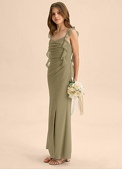 Azazie Jessamine Junior Moss Green Mermaid Sweetheart Neckline Chiffon Dress image5