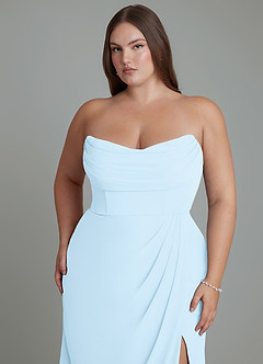 Azazie Johana Bridesmaid Dresses Sky Blue Mermaid Off the Shoulder Chiffon Convertible Dress image15