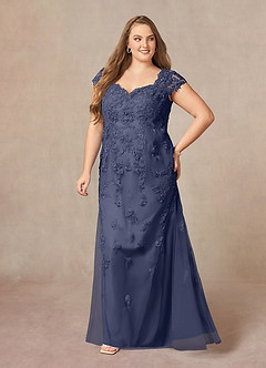 Azazie Marbella Mother of the Bride Dresses Stormy Mermaid Queen Anne Sequins Lace Dress image10