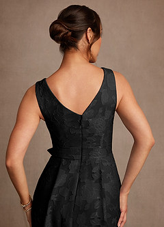 Azazie Luanne Mother of the Bride Dresses Black A-Line Pleated Floral Burnout Dress image6