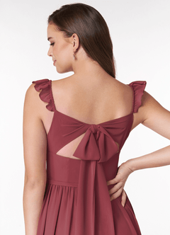 Azazie Metz Jurken voor bruidsmeisjes Jurk van Chiffon met A-Lijn Pailletten Zoethart Merlot image6