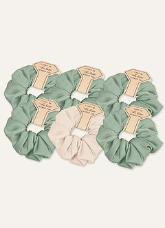 front Matching Color Six-Piece Mixed Color Bridesmaid Stretch Satin Regular Size Scrunchie Set