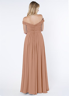 Azazie Audrianna Bridesmaid Dresses Champagne Rose A-Line Off-The-Shoulder Gathered Chiffon Convertible Dress image3