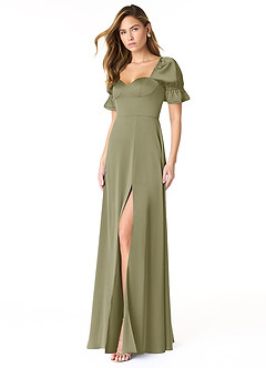 Azazie Harlie Final Sale Dusty Blue A-Line Sweetheart Neckline Stretch Satin Dress image3