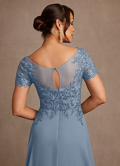 Azazie Alva Mère de la mariée Robes Robe Trapèze en Dentelle Bleu Poussiéreux image7