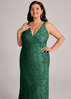 Azazie Tianna Brudtärnklänningar Klä av Tubklänning i Blommig Utbrändhet Spets Mörkgrön image12