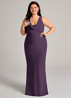 Azazie Rylina Bridesmaid Dresses Plum Mermaid Pleated Chiffon Dress image4